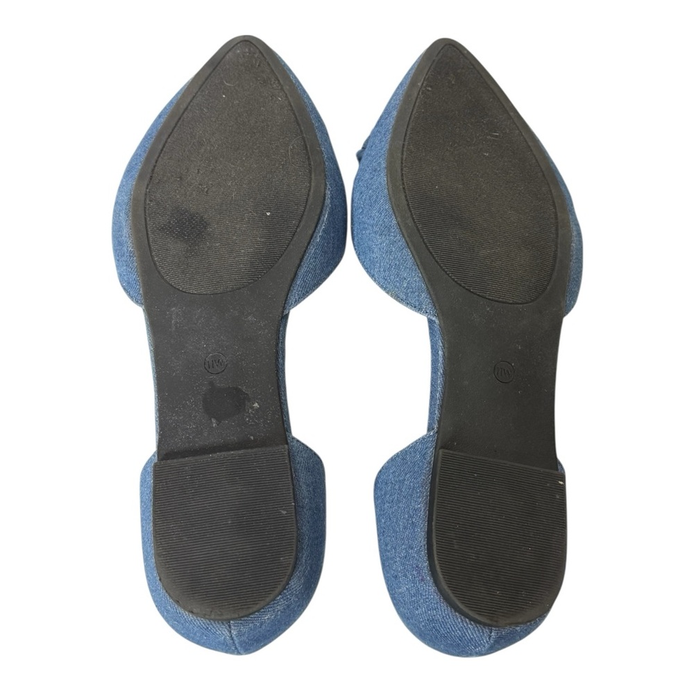Comfort by Predictions Women's 11W Denim Flat Shoes‎ With Denim Fringe Bow - Picture 10 of 10